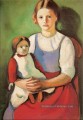 Fille blonde avec Doll Blondes Madchenm il Puppe August Macke